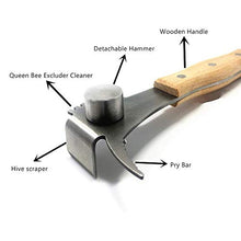 Load image into Gallery viewer, Multifunction Bee Hive Tools Scraper with Wooden Handle and 7 Functions Stainless Steel Beekeeping Hive Scraper Tool Professional Beekeeping Equipment