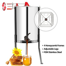 Load image into Gallery viewer, VINGLI Upgraded 4 Frame Honey Extractor Separator,304 Food Grade Stainless Steel Honeycomb Spinner Drum Manual Crank With Adjustable Height Stands,Beekeeping Pro Extraction Apiary Centrifuge Equipment