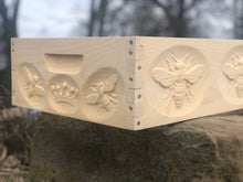 Load image into Gallery viewer, Medium 6 5/8 honey super bee hive body ONLY with 3D relief carving (Un-Assembled) Langstroth