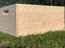 Load image into Gallery viewer, Bee Hive Deep 9 5/8 BeeHive Body ONLY Honey Comb #CNC Engraving on All 4 Sides (UN-Assembled) Langstroth