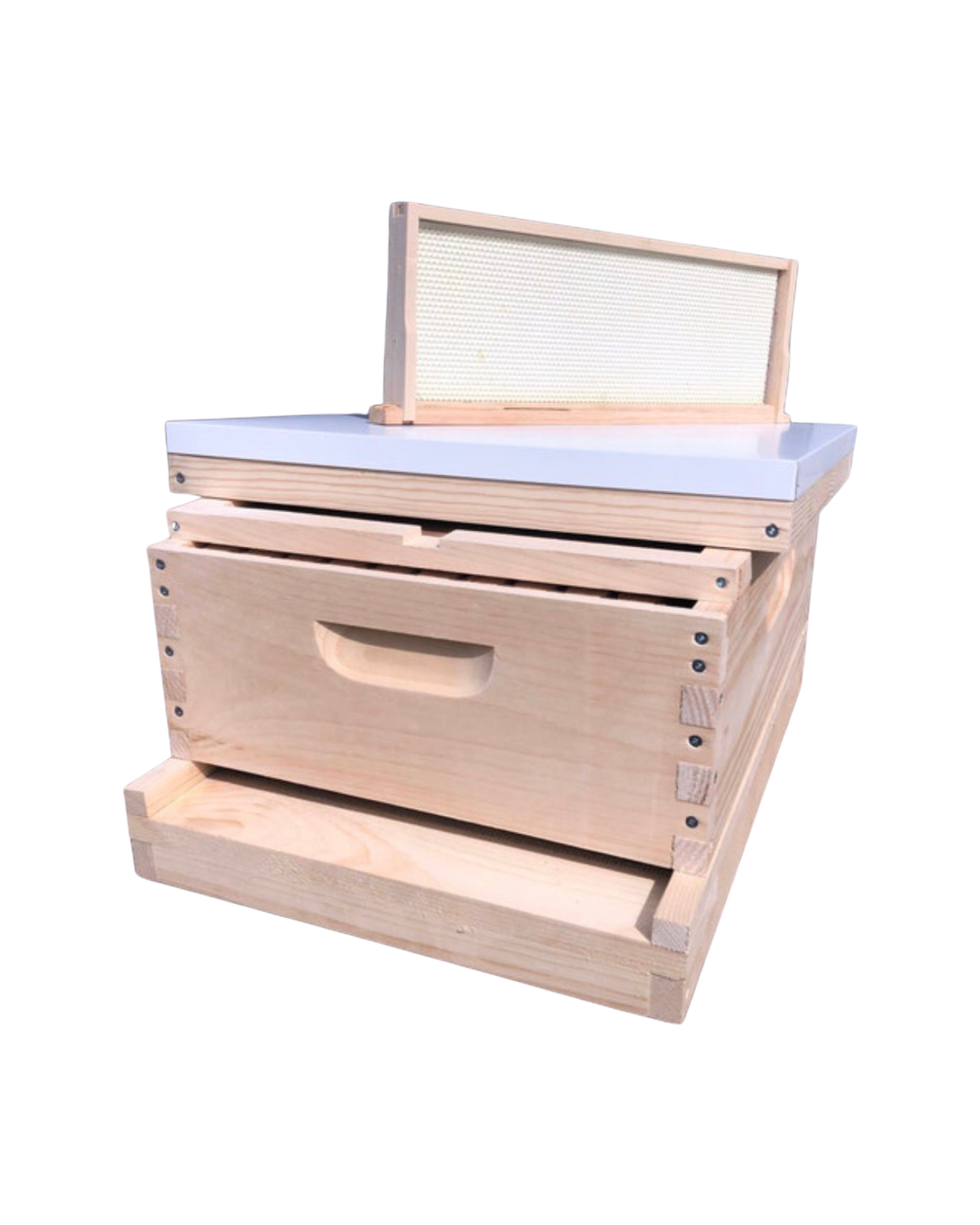1 Medium 6 5/8 Complete Bee Hive kit w/Frames & Foundations Un-Assembl ...